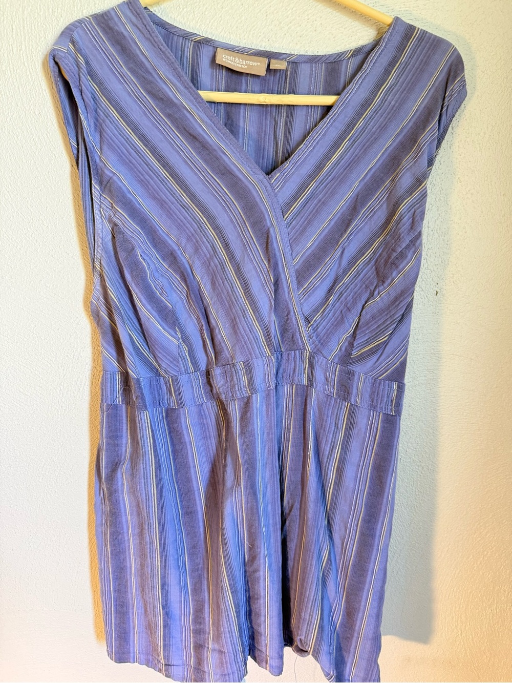 croft & barrow Lavender Stripe V-Neck Sleeveless Blouse